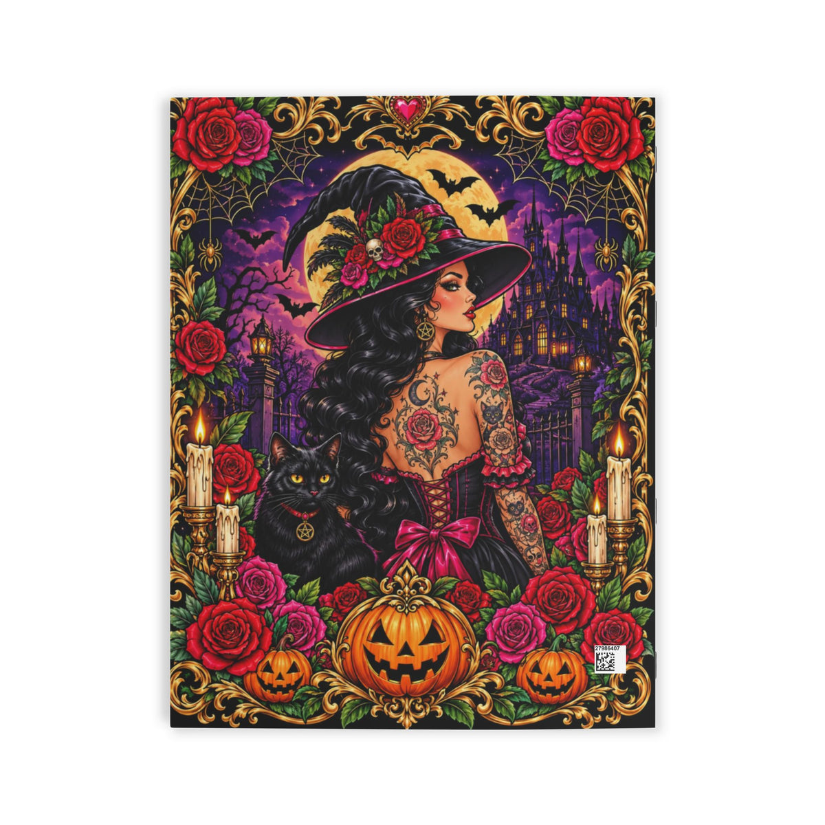 Witches & Roses Coloring Book — Adult Halloween Gothic Art Book