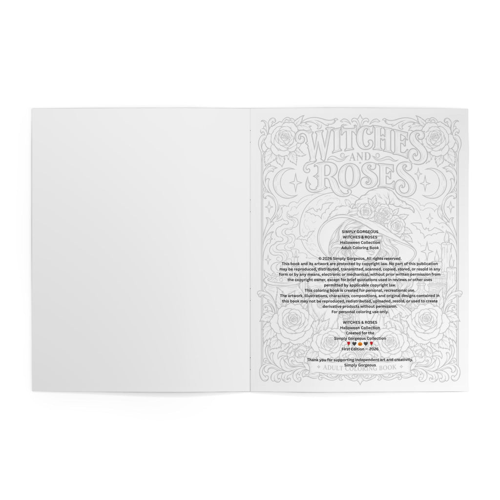 Witches & Roses Coloring Book — Adult Halloween Gothic Art Book