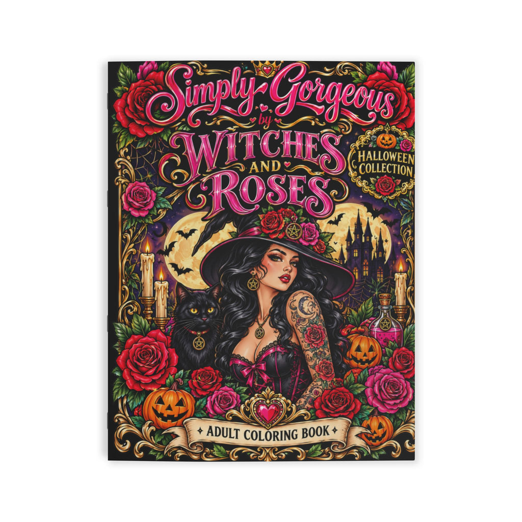 Witches & Roses Coloring Book — Adult Halloween Gothic Art Book