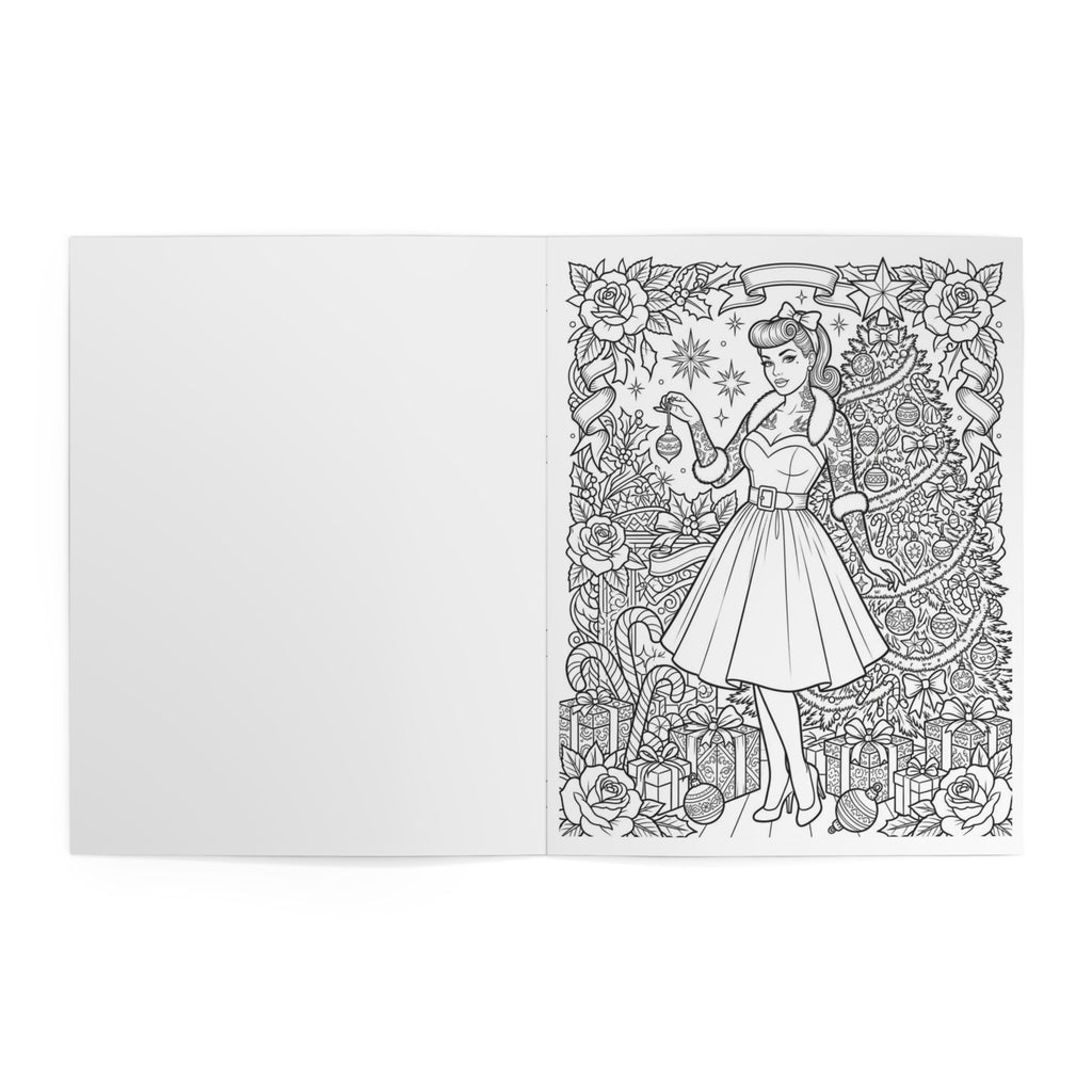 Rockabilly Christmas Adult Coloring Book — Pin-Up Holiday Designs