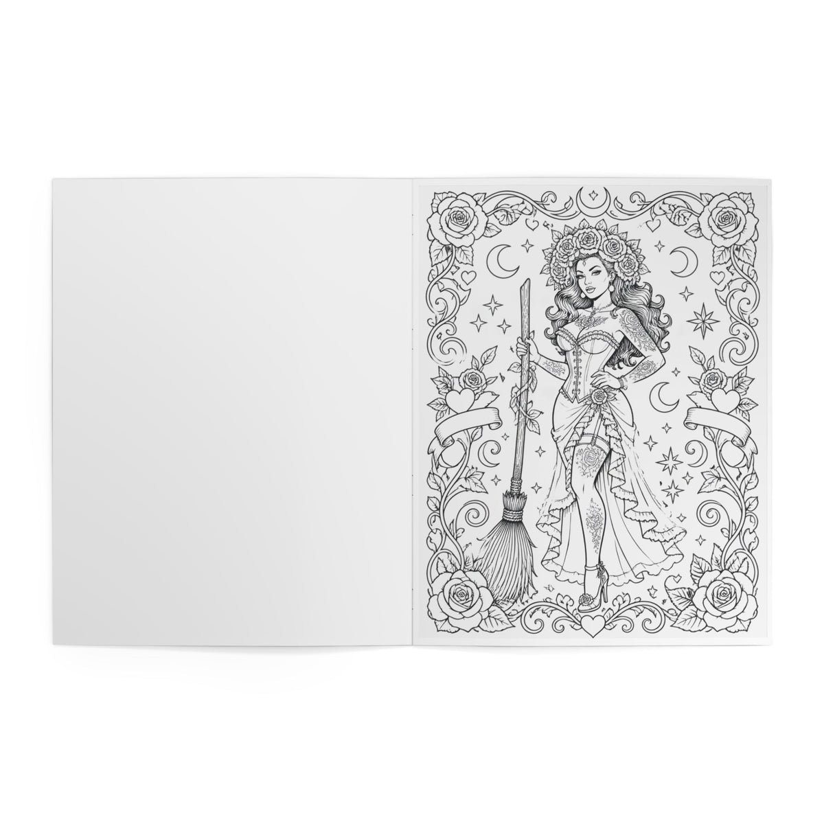 Witches & Roses Coloring Book — Adult Halloween Gothic Art Book