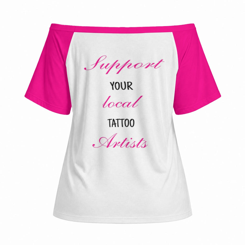 Hot Pink Classy Off-Shoulder Short Sleeve Top