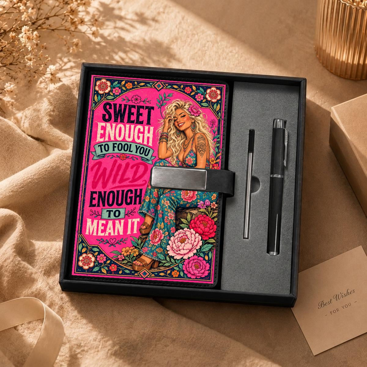 Hot Pink Notebook Gift Set with Metal Pen