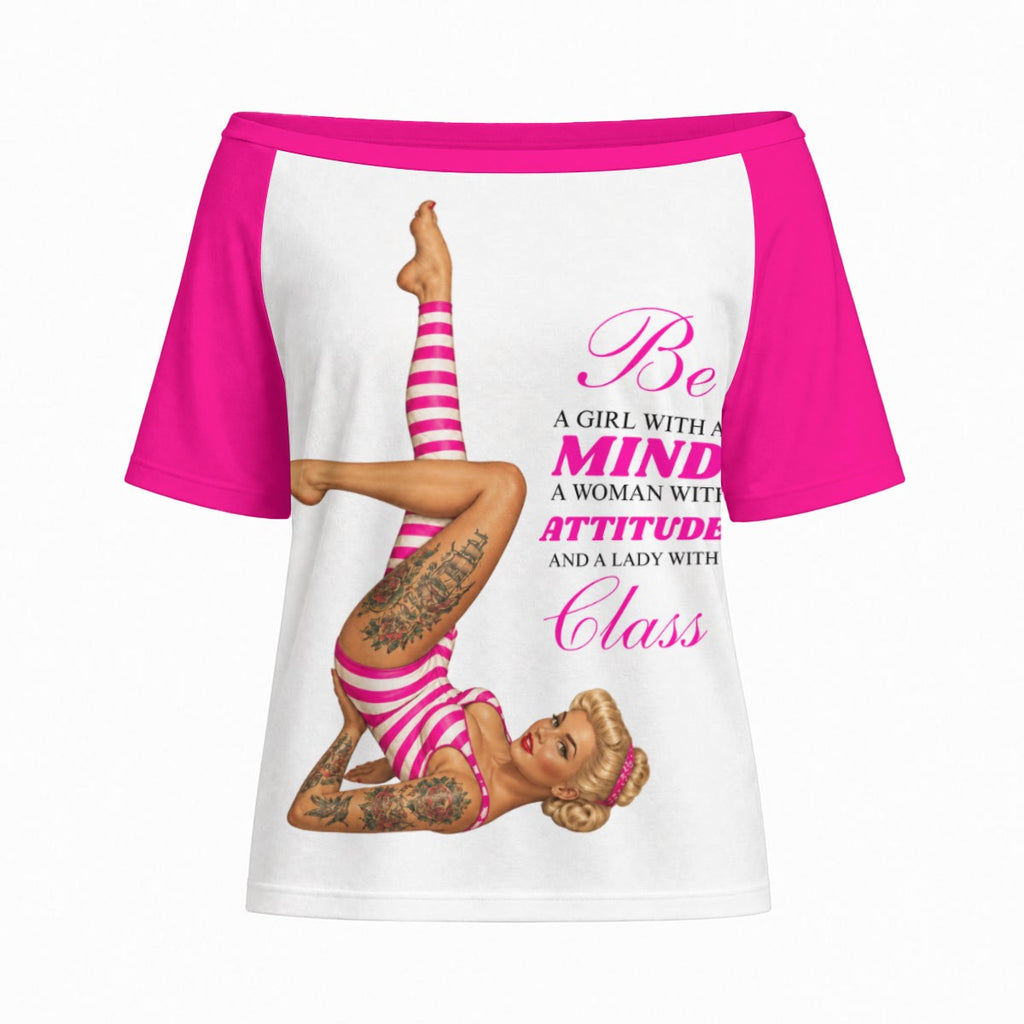 Hot Pink Classy Off-Shoulder Short Sleeve Top