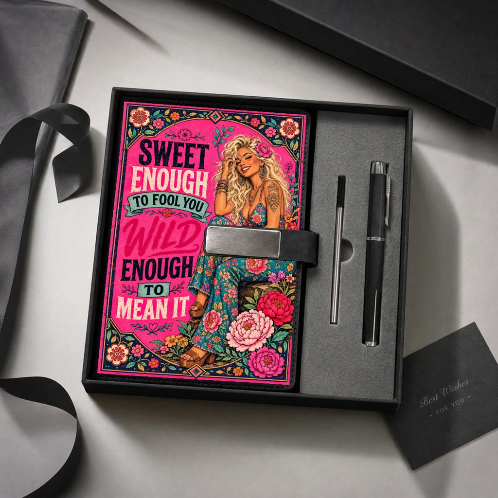Hot Pink Notebook Gift Set with Metal Pen