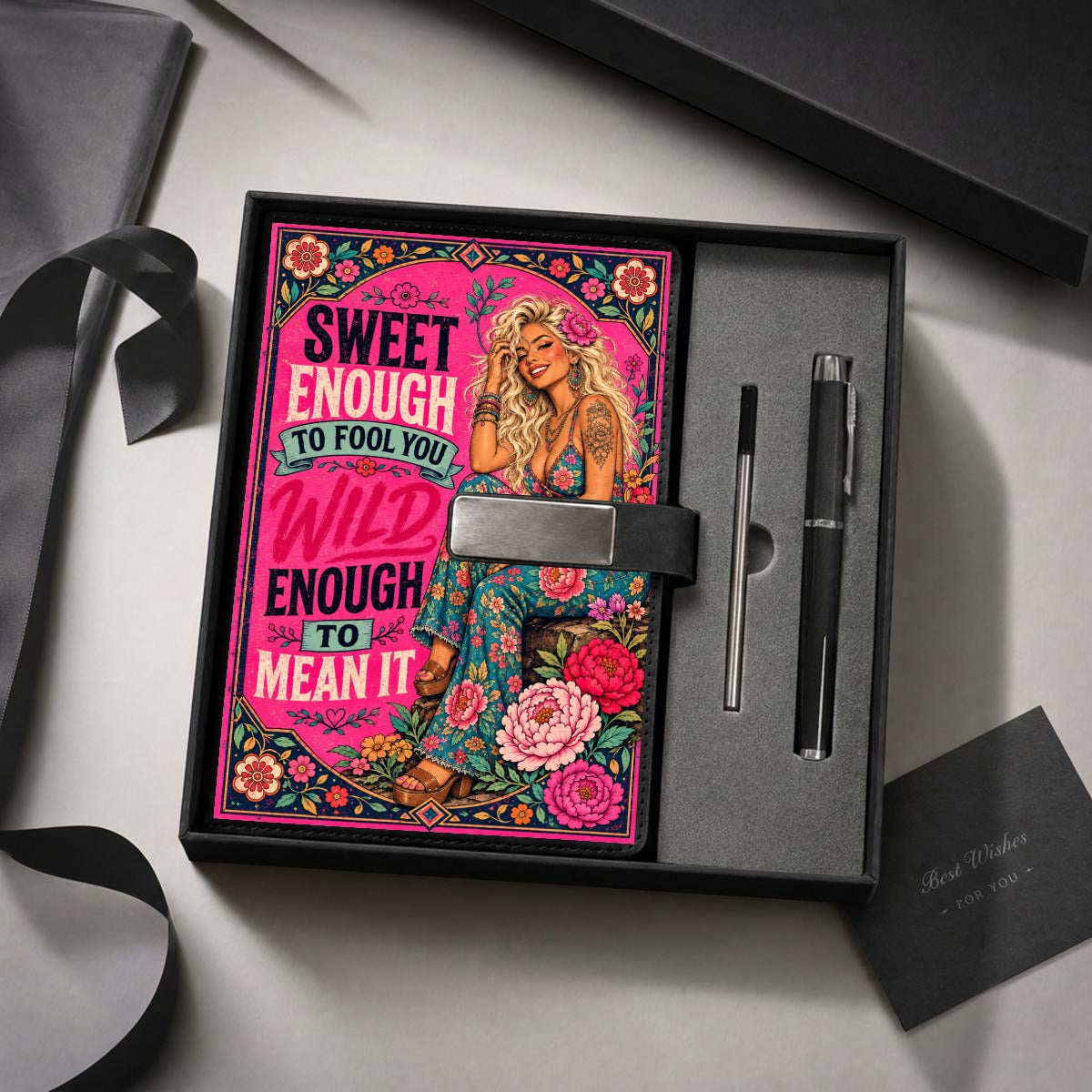 Hot Pink Notebook Gift Set with Metal Pen