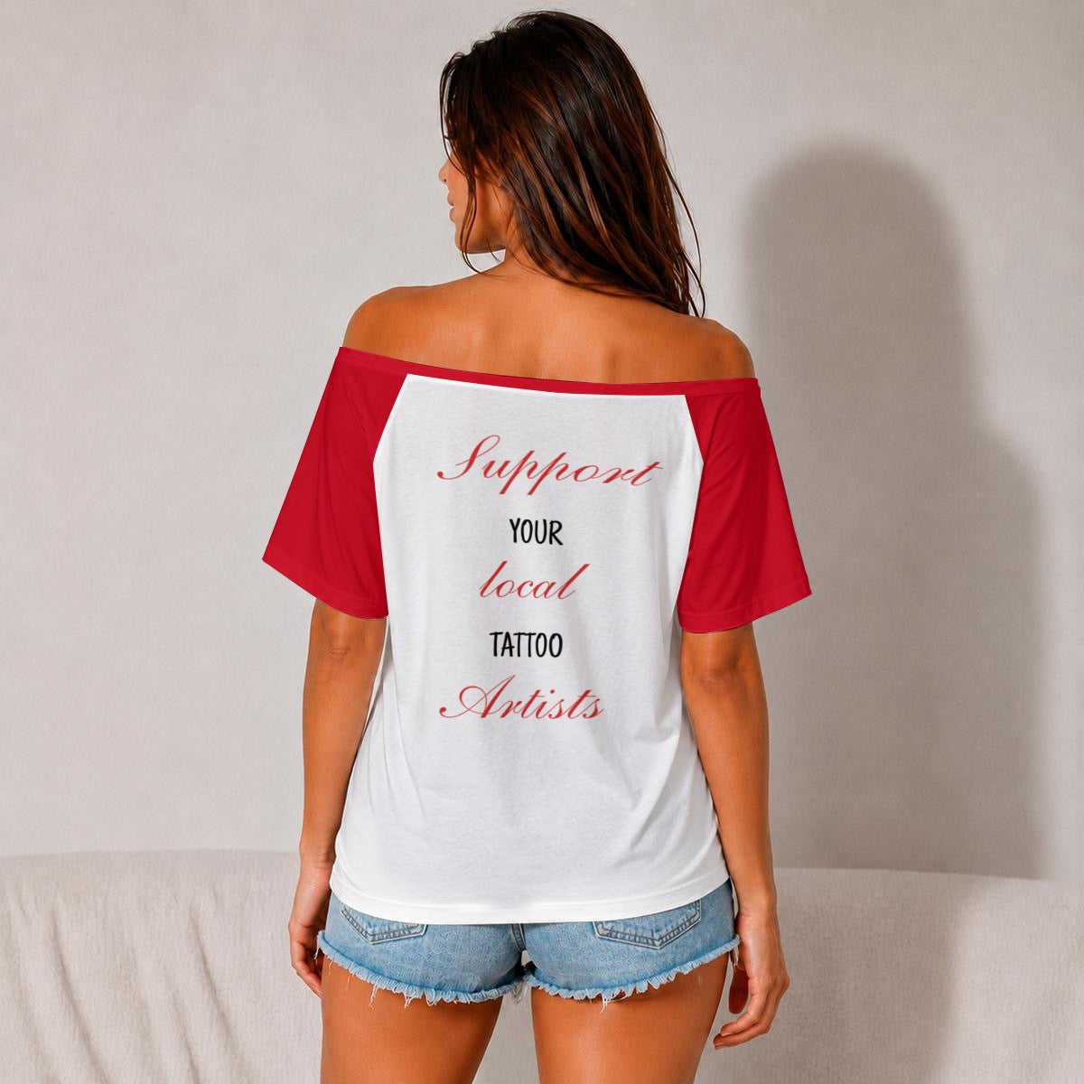 Red Classy Off-Shoulder Short Sleeve Top