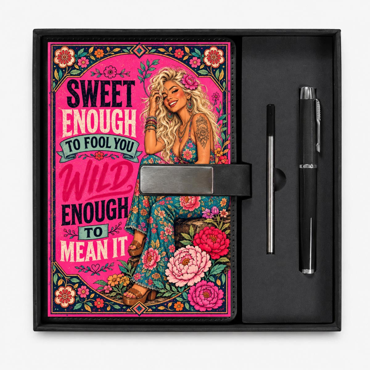 Hot Pink Notebook Gift Set with Metal Pen