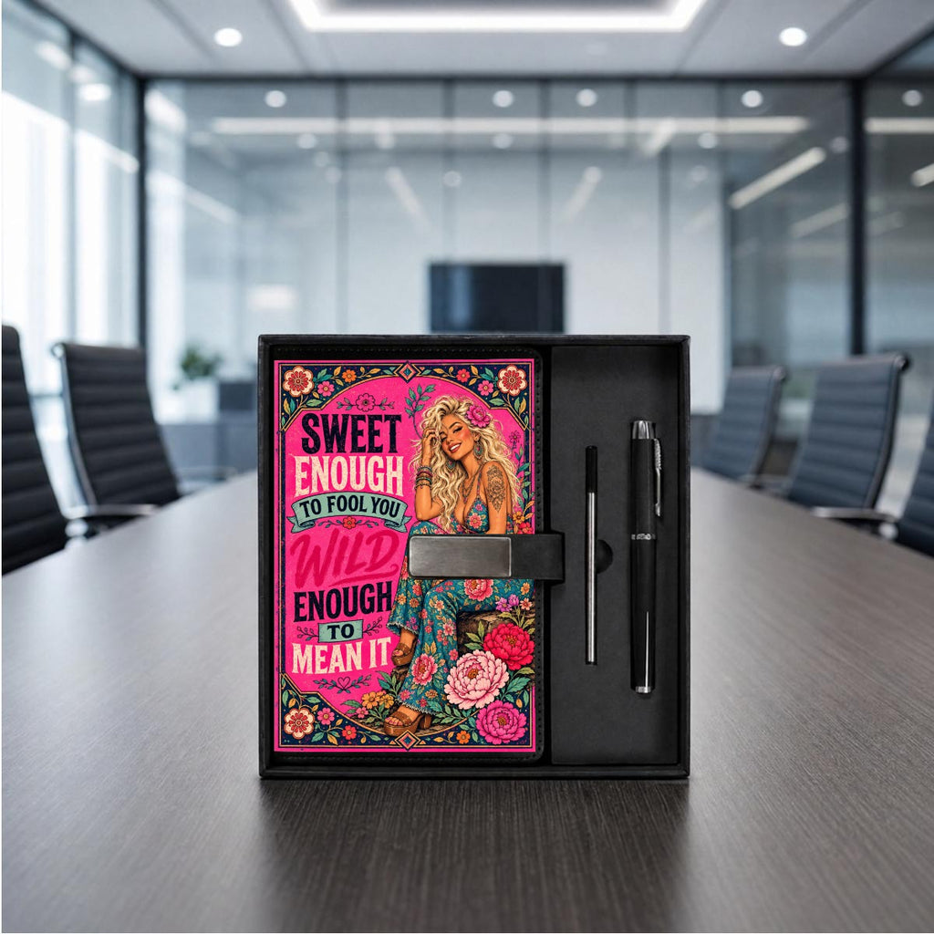 Hot Pink Notebook Gift Set with Metal Pen