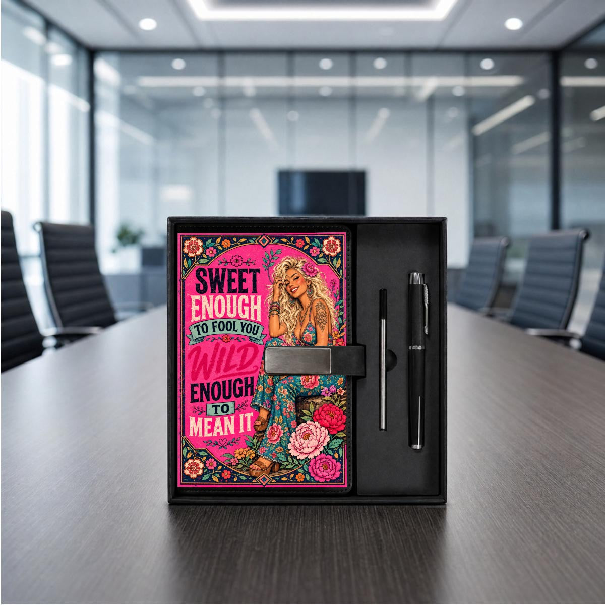 Hot Pink Notebook Gift Set with Metal Pen