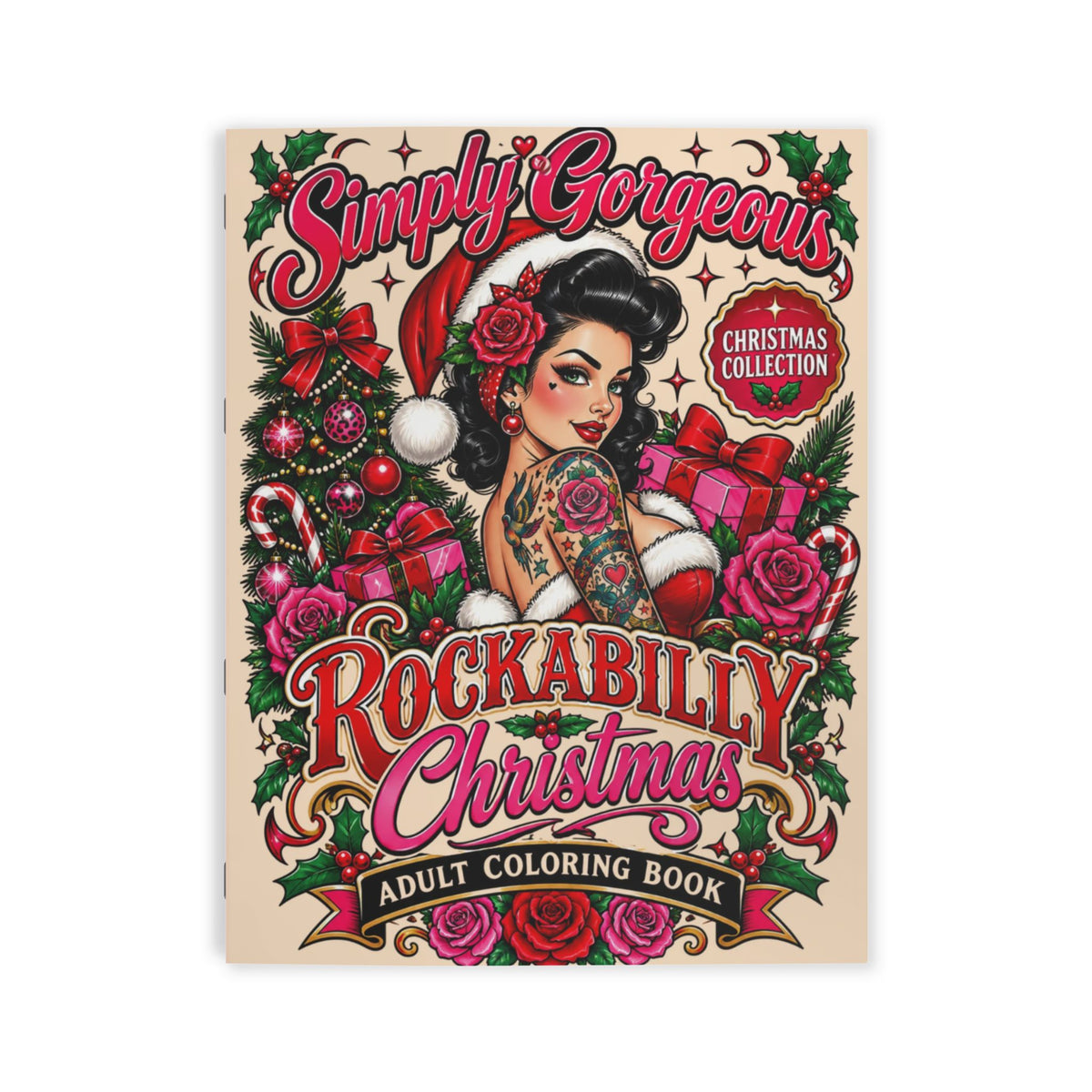 Rockabilly Christmas Adult Coloring Book — Pin-Up Holiday Designs