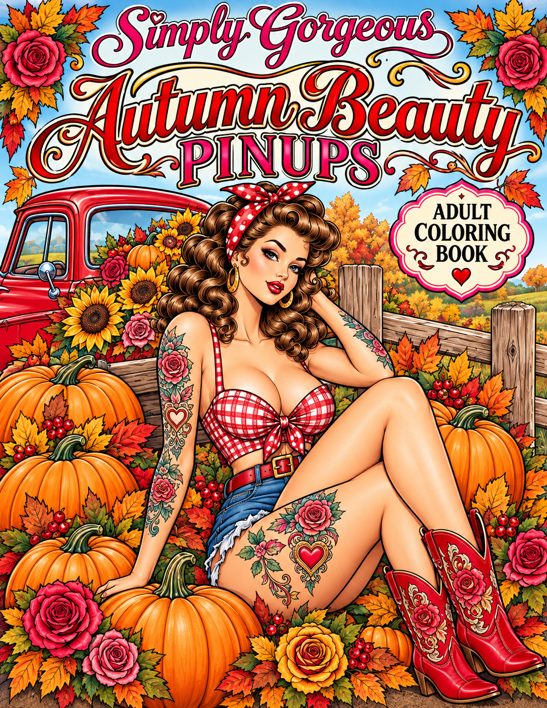Digital product “ Autumn Harvest Pinups” An Adult Coloring Book